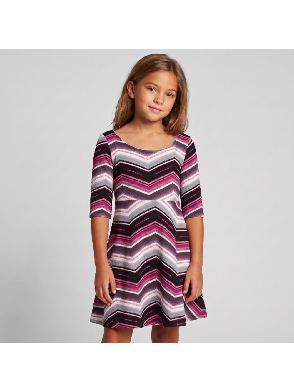 Material Girl Girl's Chevron Zig Zag Pattern Skater Dess in size XS 8-9 NWT